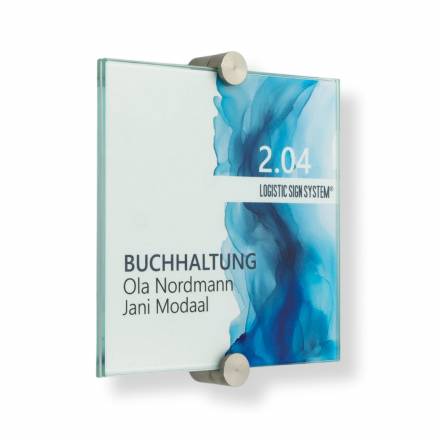 Türschild VITRUM K , Glasschild, Büroschild, Doppelglasschild